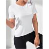 imageOYOANGLE Womens Drawstring Back Ruched Workout T Shirts Crew Neck Short Sleeve Athletic Yoga Tee TopsWhite