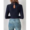 imageOYOANGLE Womens Elegant Lace Long Sleeve Mock Neck Embroidery Slim Fit Bodysuit Tee TopsRoyal Blue