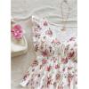 imageOYOANGLE Womens Floral Print Tie Front V Neck TShirt Ruffle Cap Sleeve Ruffle Hem Peplum TopsWhite and Floral