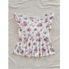 imageOYOANGLE Womens Floral Print Tie Front V Neck TShirt Ruffle Cap Sleeve Ruffle Hem Peplum TopsWhite and Floral