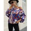 imageOYOANGLE Womens Long Sleeve Blouses One Shoulder Boho Printed Colorful Casual Dressy Fall TopMulti Print