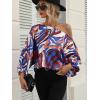 imageOYOANGLE Womens Long Sleeve Blouses One Shoulder Boho Printed Colorful Casual Dressy Fall TopMulti Print