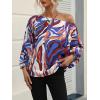 imageOYOANGLE Womens Long Sleeve Blouses One Shoulder Boho Printed Colorful Casual Dressy Fall TopMulti Print