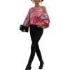 imageOYOANGLE Womens Long Sleeve Blouses One Shoulder Boho Printed Colorful Casual Dressy Fall TopMulticolor