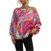 imageOYOANGLE Womens Long Sleeve Blouses One Shoulder Boho Printed Colorful Casual Dressy Fall TopMulticolor
