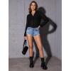 imageOYOANGLE Womens Mesh Sheer Long Sleeve Shirt See Through Button Down Blouse TopBlack