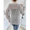 imageOYOANGLE Womens Mesh Sheer Long Sleeve Shirt See Through Button Down Blouse TopLight Grey