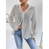 imageOYOANGLE Womens Mesh Sheer Long Sleeve Shirt See Through Button Down Blouse TopLight Grey