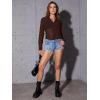 imageOYOANGLE Womens Mesh Sheer Long Sleeve Shirt See Through Button Down Blouse TopRoyal Blue
