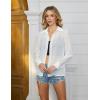 imageOYOANGLE Womens Mesh Sheer Long Sleeve Shirt See Through Button Down Blouse TopSolid White
