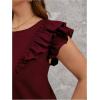 imageOYOANGLE Womens Plus Size Square Neck Ruffle Cap Sleeve Shirts Bowknot Back Loose Fit Casual Pullover BlousesBurgundy