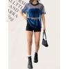 imageOYOANGLE Womens See Through Top Metallic Mesh Sheer Short Sleeve Rave TShirtBlue