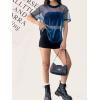 imageOYOANGLE Womens See Through Top Metallic Mesh Sheer Short Sleeve Rave TShirtBlue