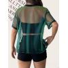 imageOYOANGLE Womens See Through Top Metallic Mesh Sheer Short Sleeve Rave TShirtGreen