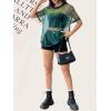 imageOYOANGLE Womens See Through Top Metallic Mesh Sheer Short Sleeve Rave TShirtGreen
