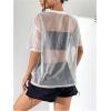 imageOYOANGLE Womens See Through Top Metallic Mesh Sheer Short Sleeve Rave TShirtWhite