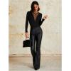 imageOYOANGLE Womens Slim Fit See Through Contrast Mesh Long Sleeve Tee TopsBlack