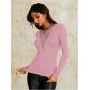 imageOYOANGLE Womens Slim Fit See Through Contrast Mesh Long Sleeve Tee TopsPink