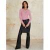 imageOYOANGLE Womens Slim Fit See Through Contrast Mesh Long Sleeve Tee TopsPink