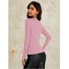 imageOYOANGLE Womens Slim Fit See Through Contrast Mesh Long Sleeve Tee TopsPink