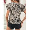 imageOYOANGLE Womens Zebra Print Crew Neck Ruffle Cap Sleeve Blouses Elegant Casual Shirt TopsMulticolor