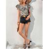 imageOYOANGLE Womens Zebra Print Crew Neck Ruffle Cap Sleeve Blouses Elegant Casual Shirt TopsMulticolor