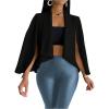 imageOYOANGLE Womens Cape Long Sleeve Cropped Blazer Jacket Open Front Solid Elegant Trendy Cardigan CoatsBlack