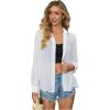imageOYOANGLE Womens Mesh Sheer Long Sleeve Shirt See Through Button Down Blouse TopSolid White