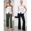 imageOYOANGLE Summer Going Out Tops for Women 2025 Button Front Sleeveless Strapless Tube TopBeige