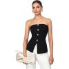 imageOYOANGLE Summer Going Out Tops for Women 2025 Button Front Sleeveless Strapless Tube TopBlack Solid