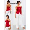 imageOYOANGLE Summer Going Out Tops for Women 2025 Button Front Sleeveless Strapless Tube TopDark Red