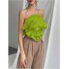 imageOYOANGLE Womens 3D Flower Decor Strapless Sleeveless Bandeau Top Slim Fit Solid Cropped Tube TopsGreen