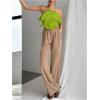 imageOYOANGLE Womens 3D Flower Decor Strapless Sleeveless Bandeau Top Slim Fit Solid Cropped Tube TopsGreen