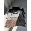 imageOYOANGLE Womens 4 Pack Leopard Print Crew Neck Cami Top Striped Sleeveless Crop Tank TopsBlack Brown Grey