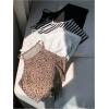 imageOYOANGLE Womens 4 Pack Leopard Print Crew Neck Cami Top Striped Sleeveless Crop Tank TopsBlack and White