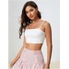 imageOYOANGLE Womens Basic Solid Spaghetti Strap Slim Fit Tube Crop Cami Tank TopBright White