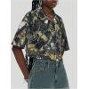 imageOYOANGLE Womens Button Down Camo Print Blouses Collared Short Sleeve Crop Shirts Top StreetwearGreen