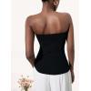 imageOYOANGLE Womens Button Front Strapless Top Asymmetrical Slit Hem Fitted Bandeau Going Out TopsBlack
