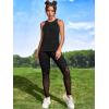 imageOYOANGLE Womens Camo Print Sleeveless Workout Shirts Exercise Running Tank Tops Active Gym TopsBlack