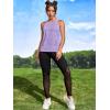 imageOYOANGLE Womens Camo Print Sleeveless Workout Shirts Exercise Running Tank Tops Active Gym TopsLilac Purple