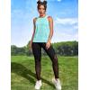 imageOYOANGLE Womens Camo Print Sleeveless Workout Shirts Exercise Running Tank Tops Active Gym TopsMint Blue