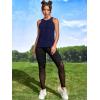 imageOYOANGLE Womens Camo Print Sleeveless Workout Shirts Exercise Running Tank Tops Active Gym TopsNavy Blue
