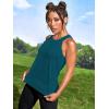 imageOYOANGLE Womens Camo Print Sleeveless Workout Shirts Exercise Running Tank Tops Active Gym TopsTeal Blue
