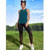 imageOYOANGLE Womens Camo Print Sleeveless Workout Shirts Exercise Running Tank Tops Active Gym TopsTeal Blue