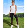 imageOYOANGLE Womens Camo Print Sleeveless Workout Shirts Exercise Running Tank Tops Active Gym TopsWhite