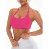 imageOYOANGLE Womens Criss Cross Backless Halter Sports Bra Padded Workout Yoga Bras Athletic Cami Cop TopHot Pink