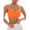 imageOYOANGLE Womens Criss Cross Backless Halter Sports Bra Padded Workout Yoga Bras Athletic Cami Cop TopOrange