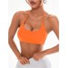 imageOYOANGLE Womens Criss Cross Backless Halter Sports Bra Padded Workout Yoga Bras Athletic Cami Cop TopOrange