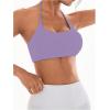 imageOYOANGLE Womens Criss Cross Backless Halter Sports Bra Padded Workout Yoga Bras Athletic Cami Cop TopPurple