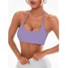 imageOYOANGLE Womens Criss Cross Backless Halter Sports Bra Padded Workout Yoga Bras Athletic Cami Cop TopPurple